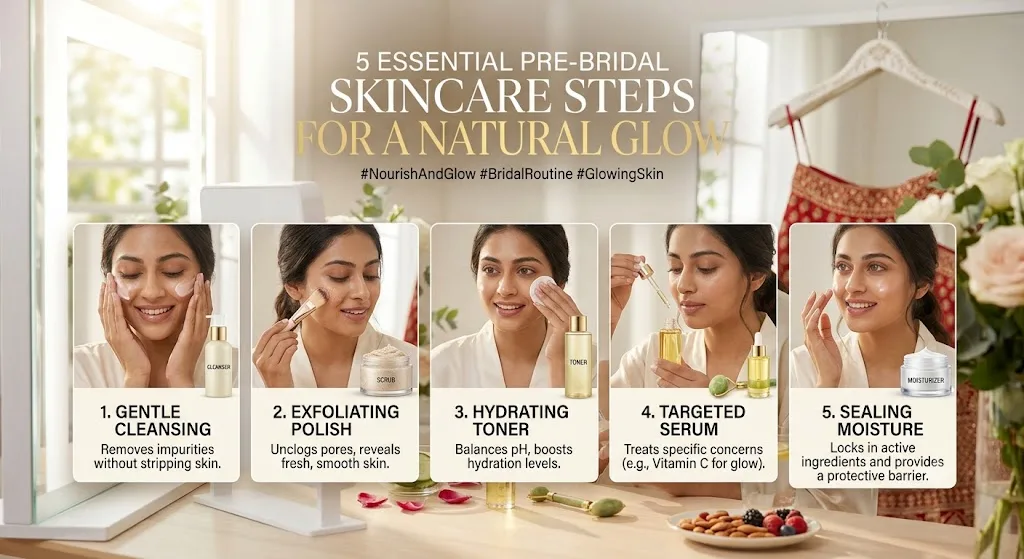 Pre-bridal skincare routine for glowing skin